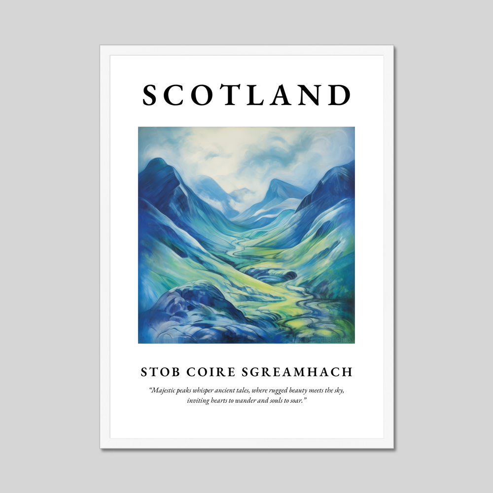 Poster in a white frame with the word Scotland