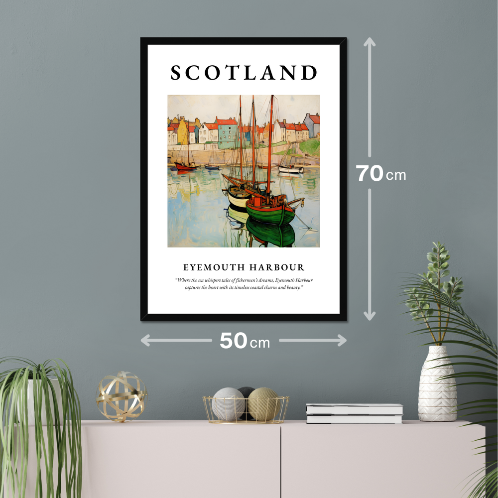 Poster of Eyemouth Harbour hanging on a wall