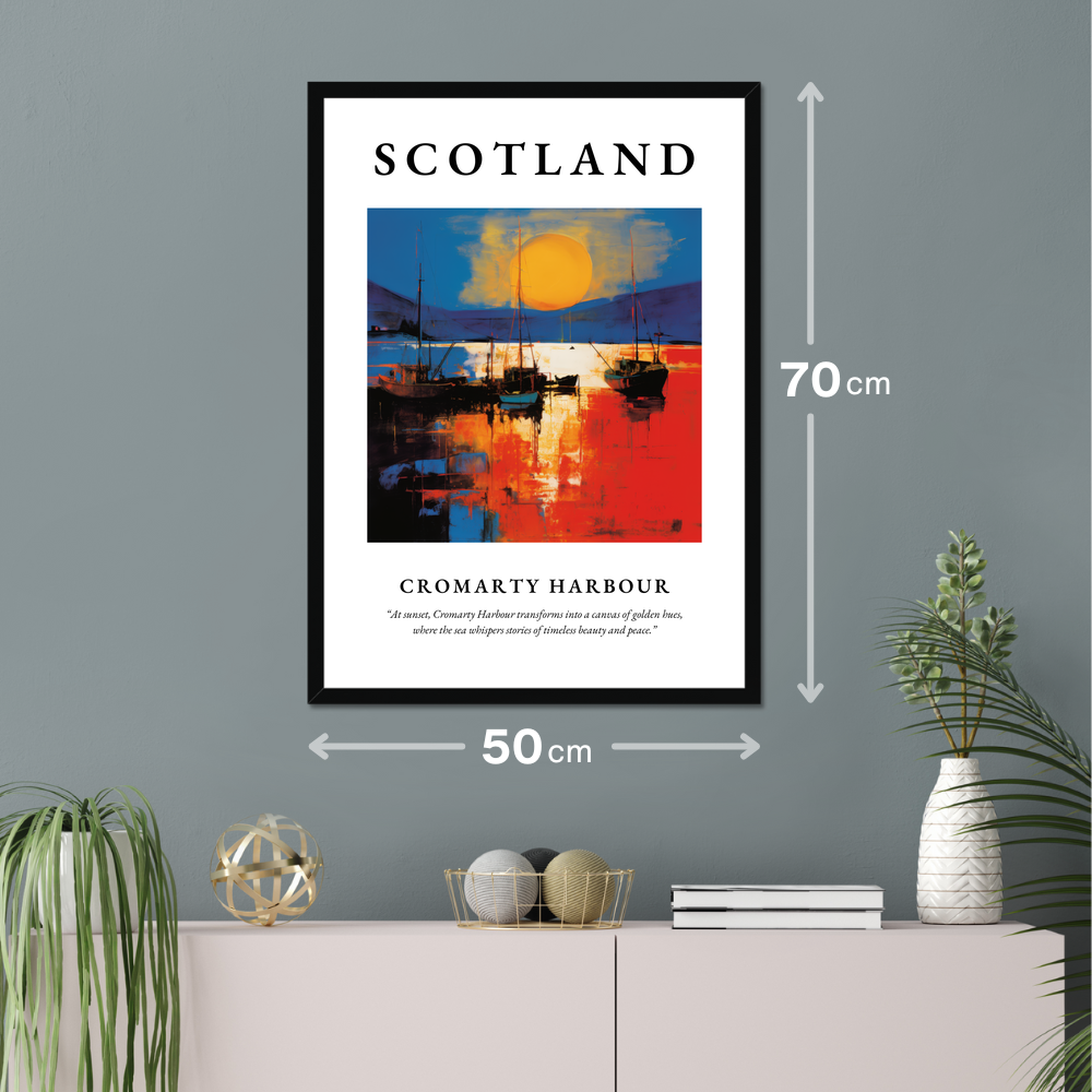 Poster of Cromarty Harbour hanging on a wall