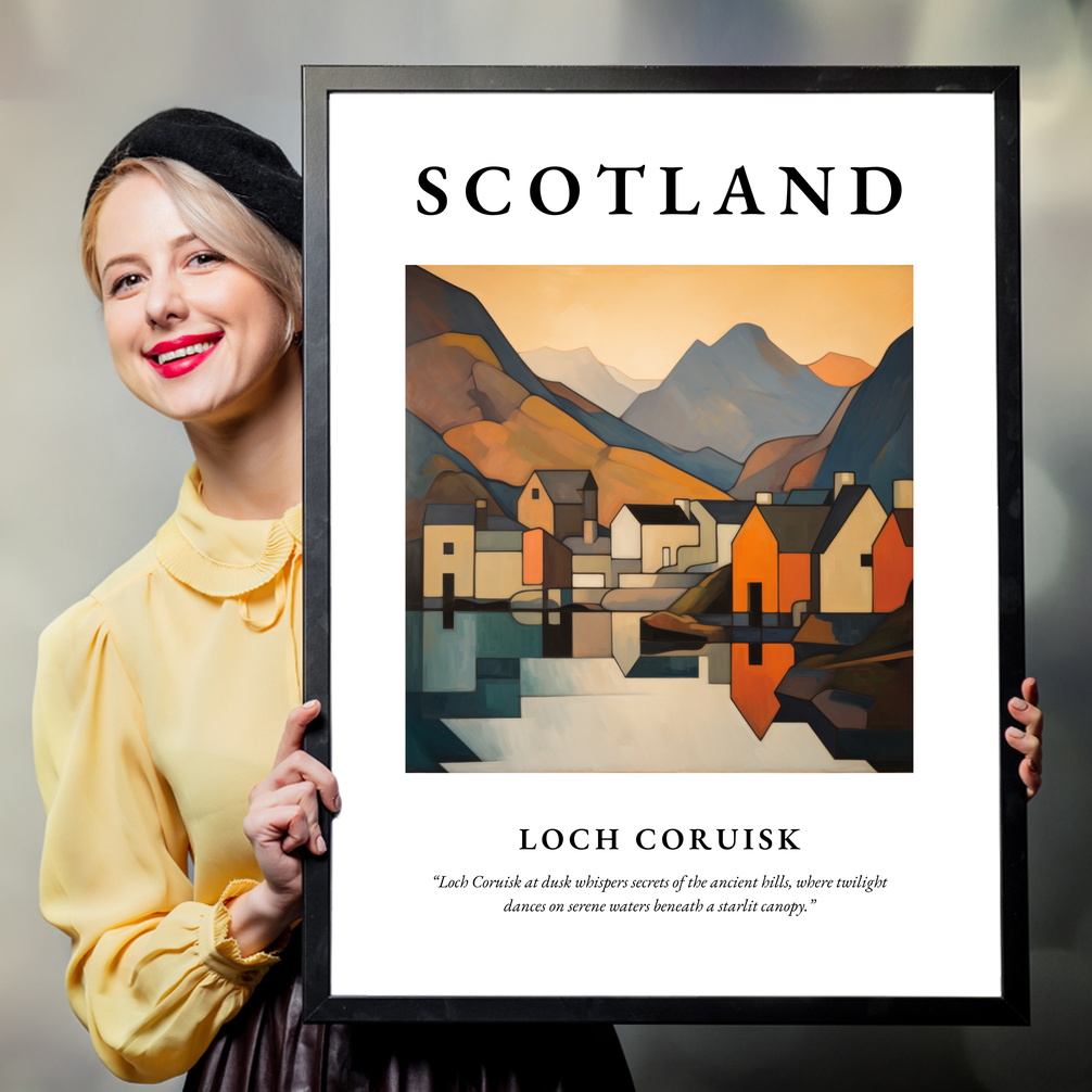 Person holding a poster of Loch Coruisk