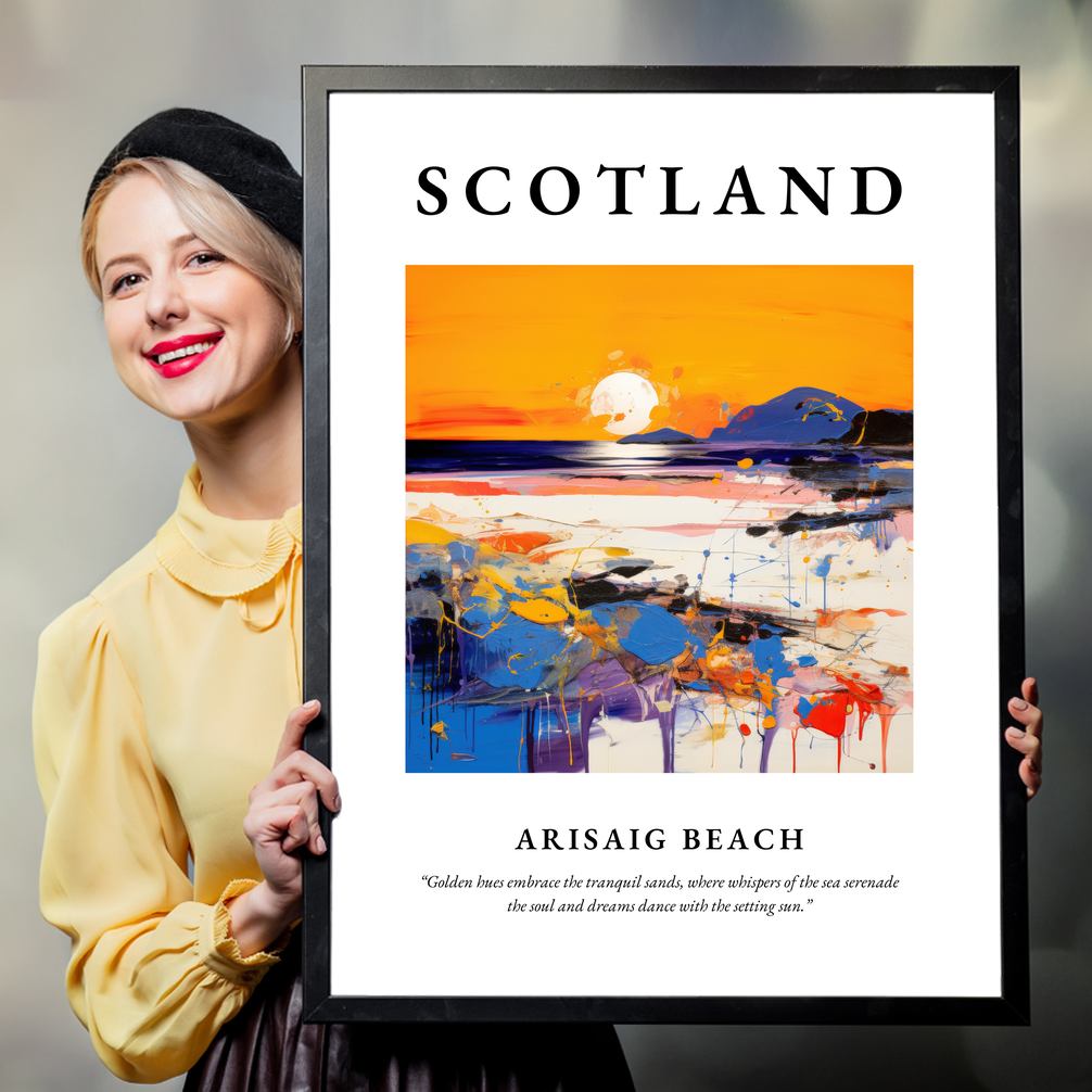 Person holding a poster of Arisaig Beach