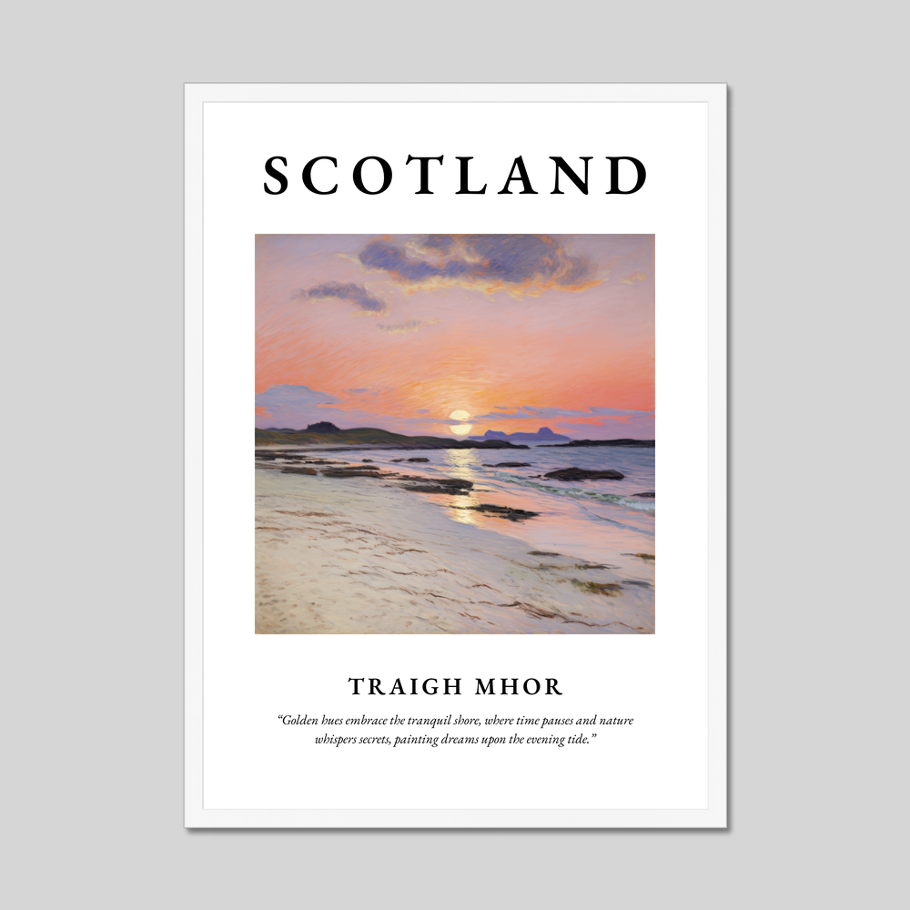 Poster in a white frame with the word Scotland