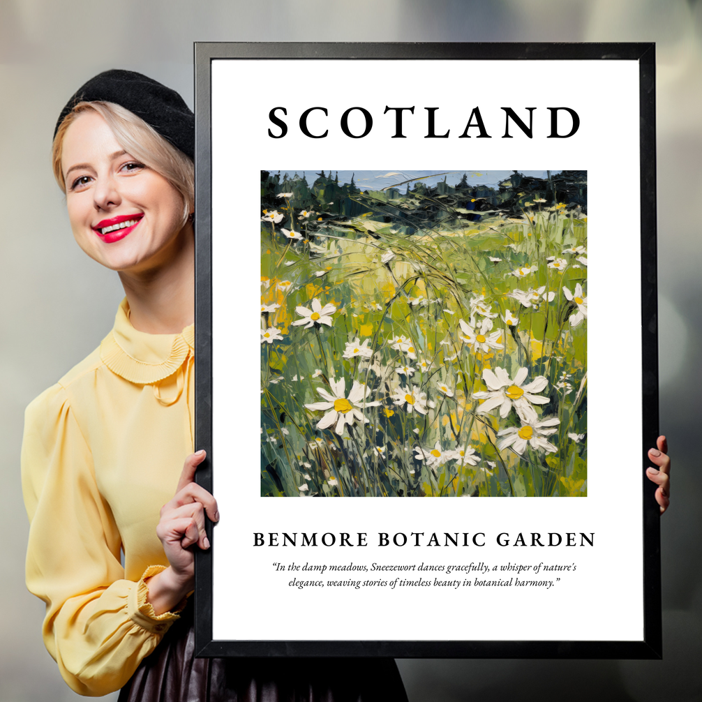 Person holding a poster of Benmore Botanic Garden