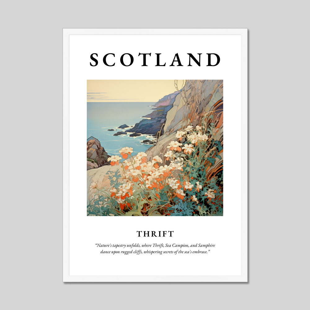 Poster in a white frame with the word Scotland