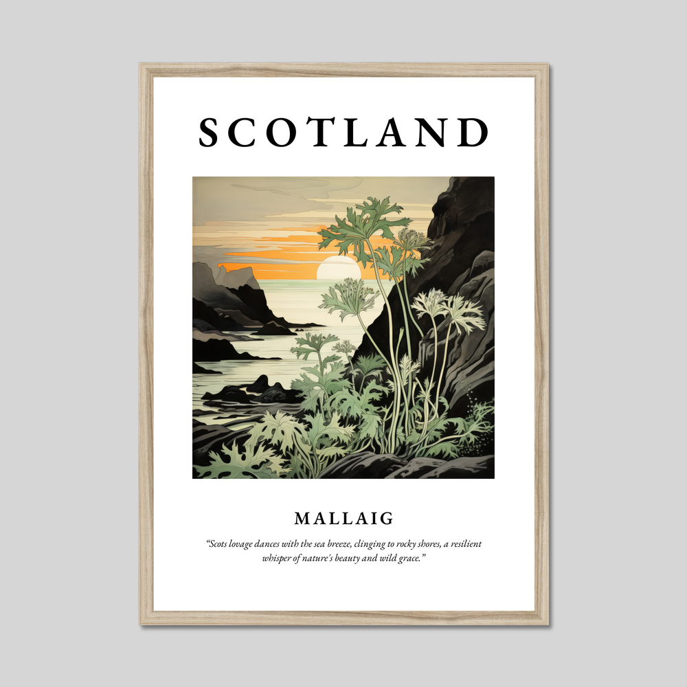 Poster in a natural frame with the word Scotland