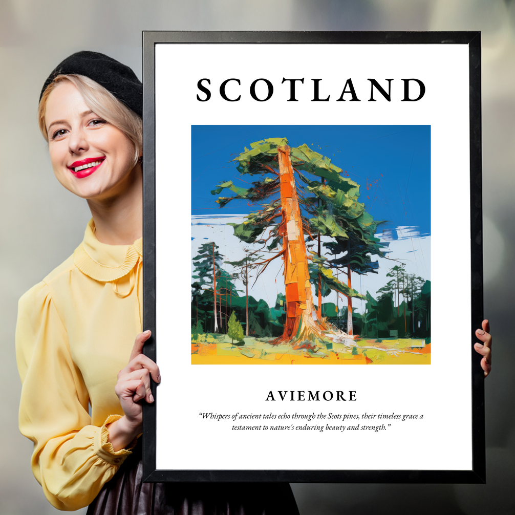 Person holding a poster of Aviemore