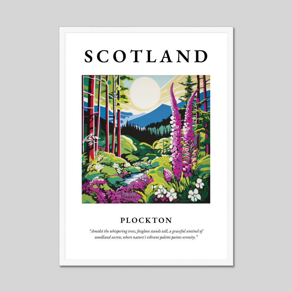 Poster in a white frame with the word Scotland