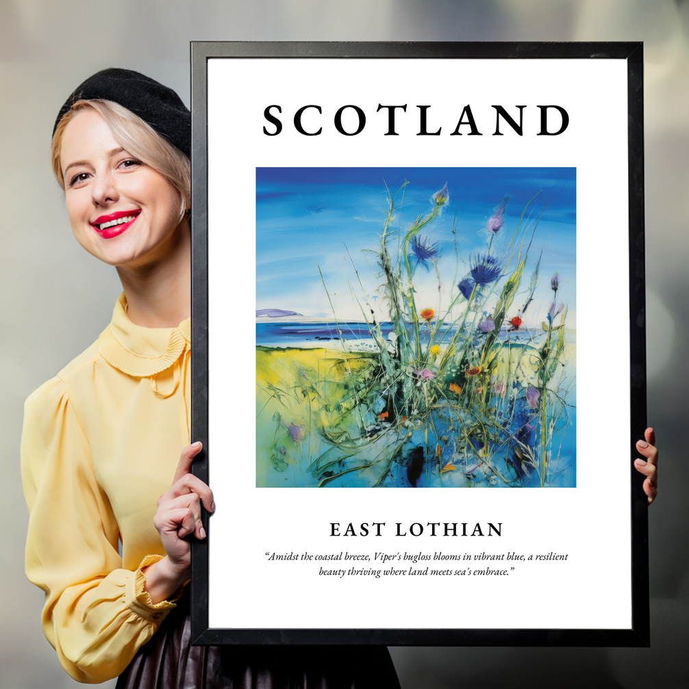 Person holding a poster of East Lothian