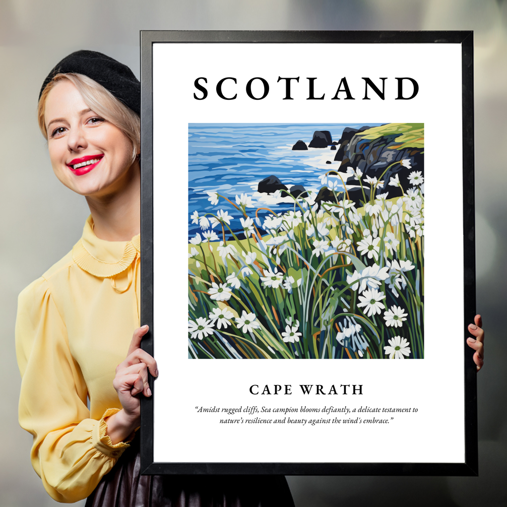 Person holding a poster of Cape Wrath