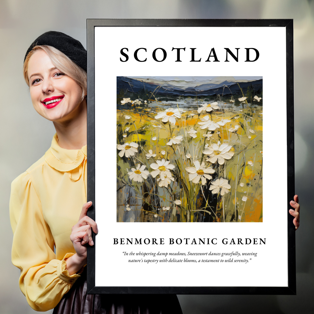 Person holding a poster of Benmore Botanic Garden