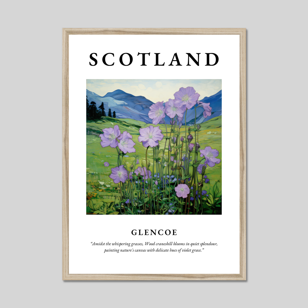 Poster in a natural frame with the word Scotland