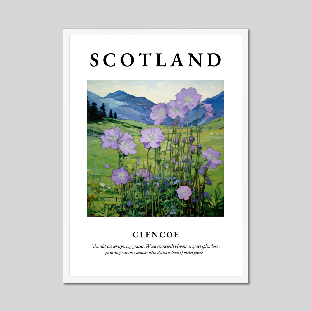 Poster in a white frame with the word Scotland