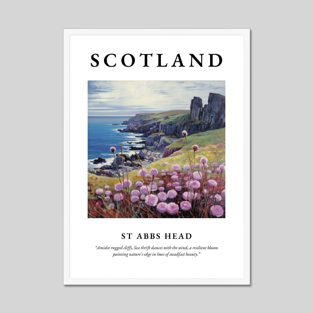 Poster in a white frame with the word Scotland