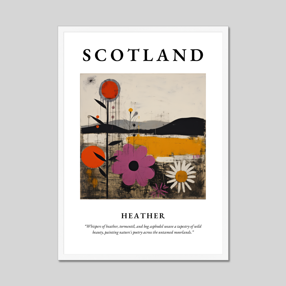 Poster in a white frame with the word Scotland