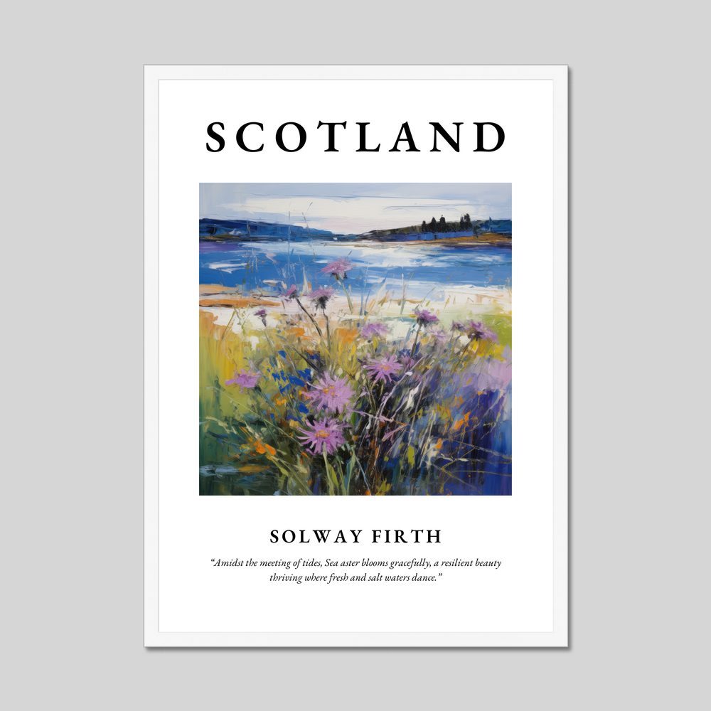 Poster in a white frame with the word Scotland