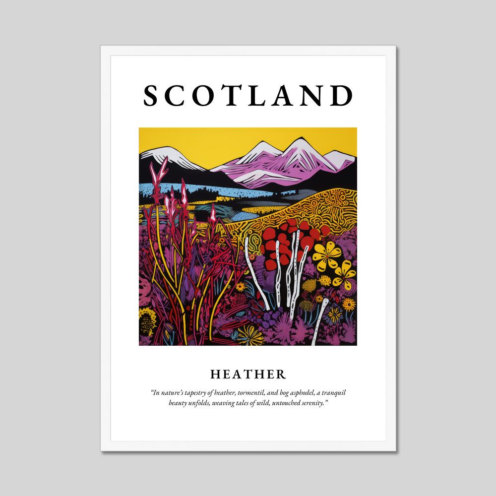 Poster in a white frame with the word Scotland