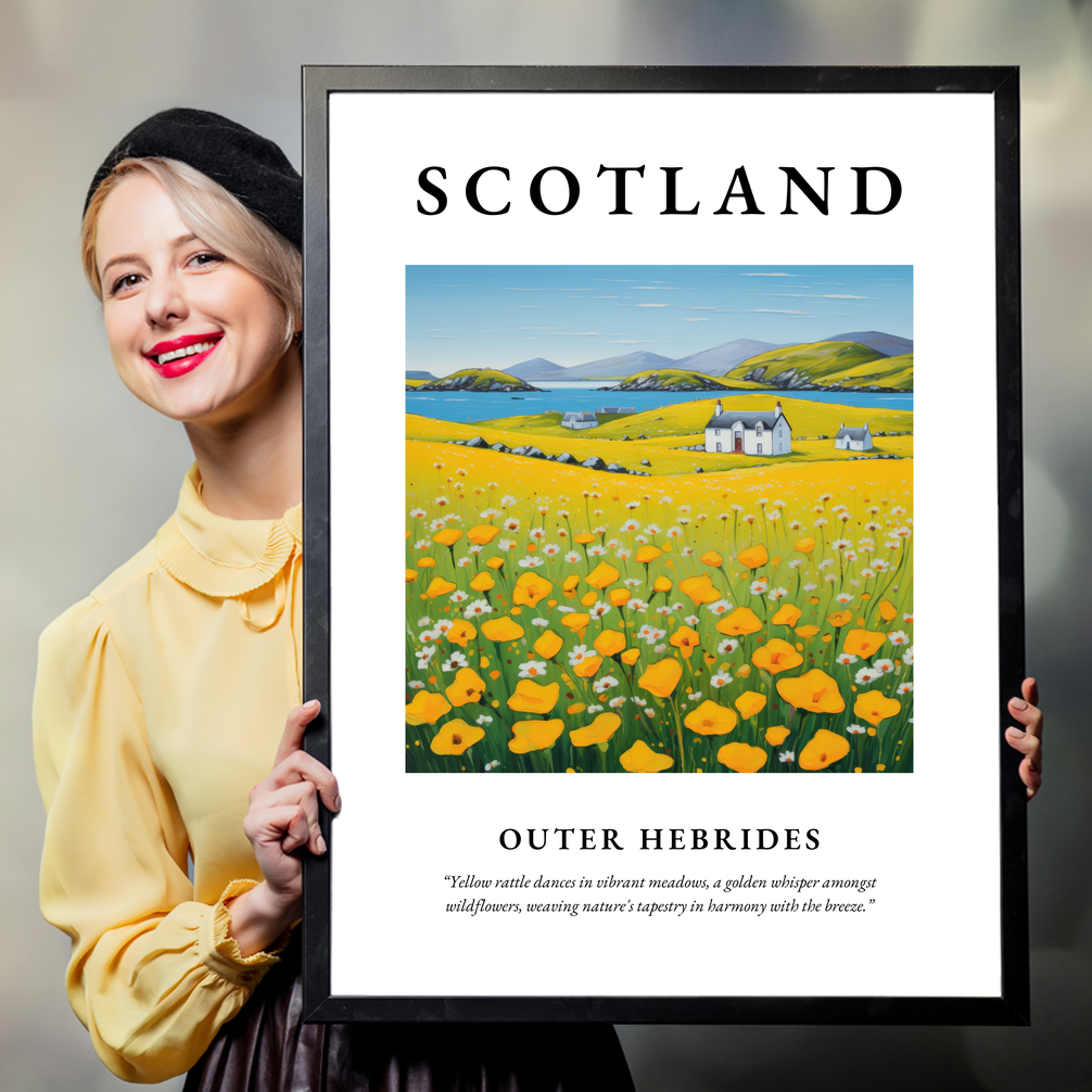 Person holding a poster of Outer Hebrides