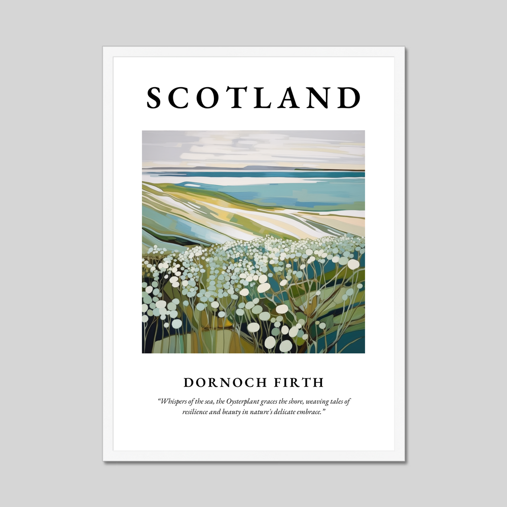 Poster in a white frame with the word Scotland