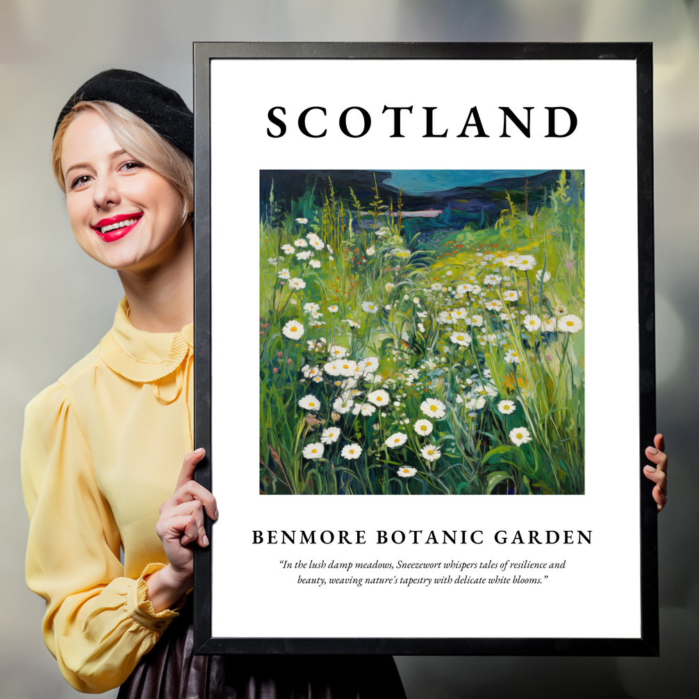 Person holding a poster of Benmore Botanic Garden