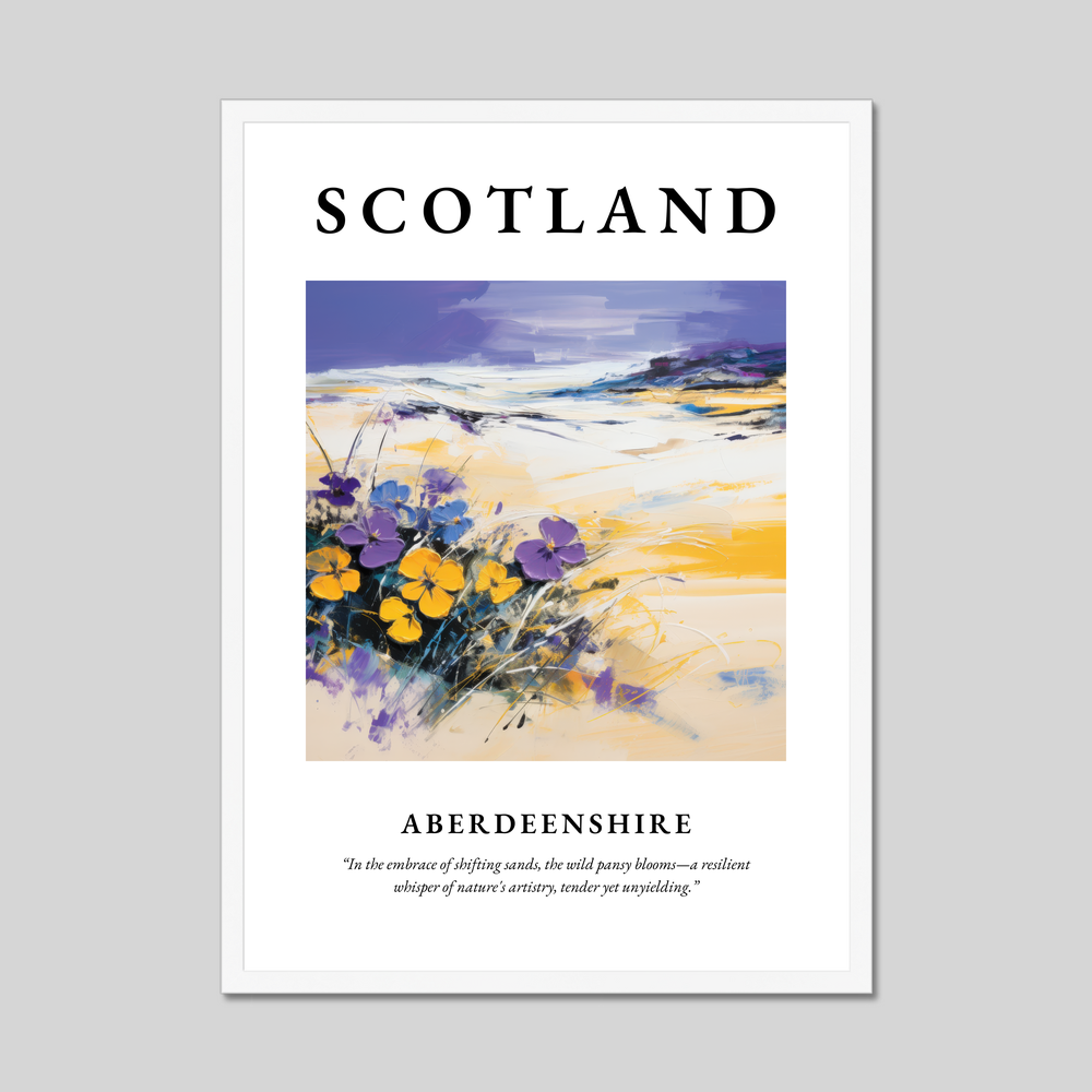 Poster in a white frame with the word Scotland