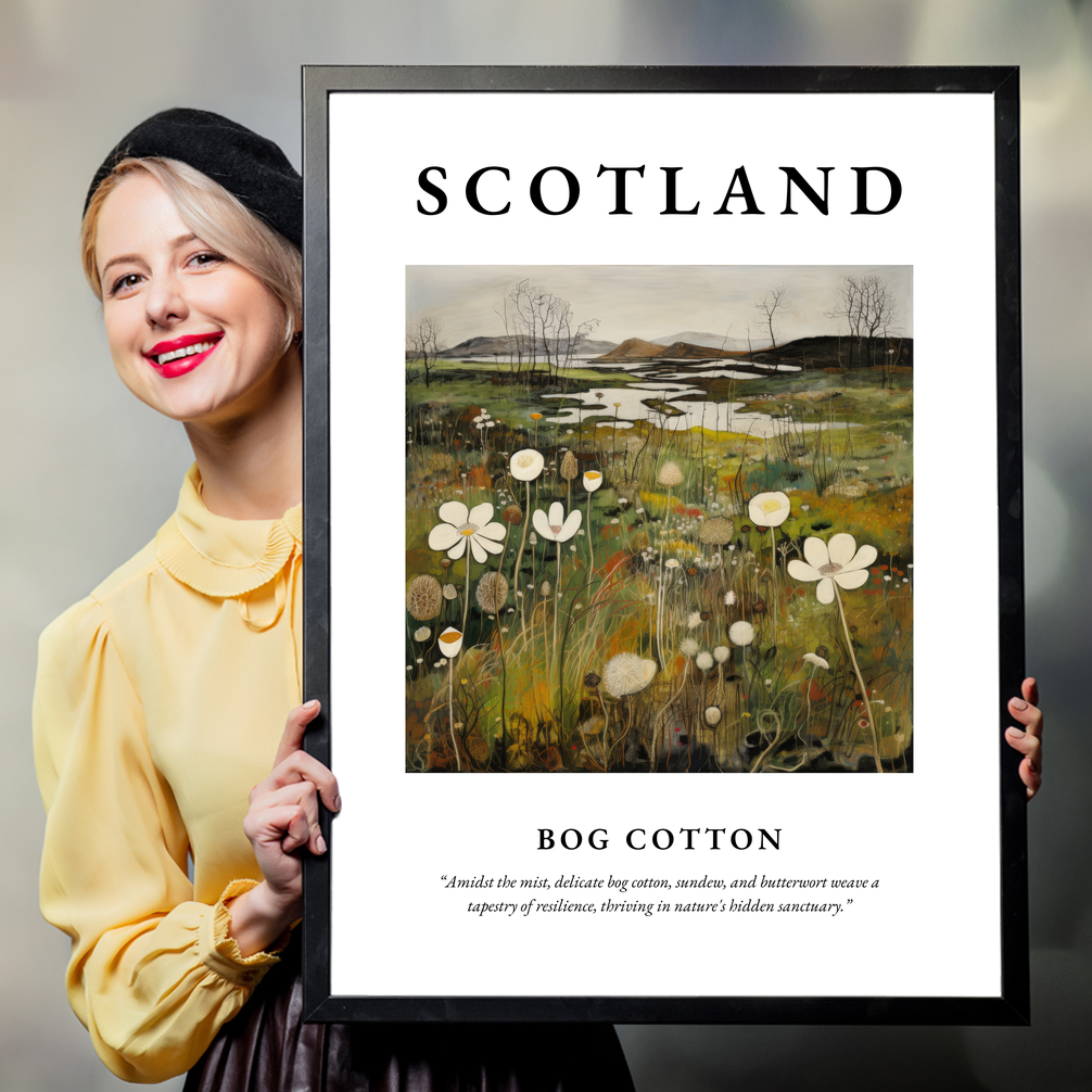 Person holding a poster of Bog cotton