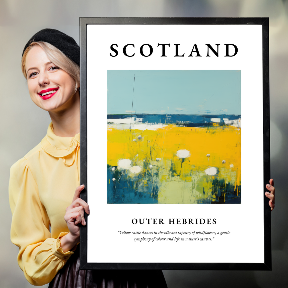 Person holding a poster of Outer Hebrides