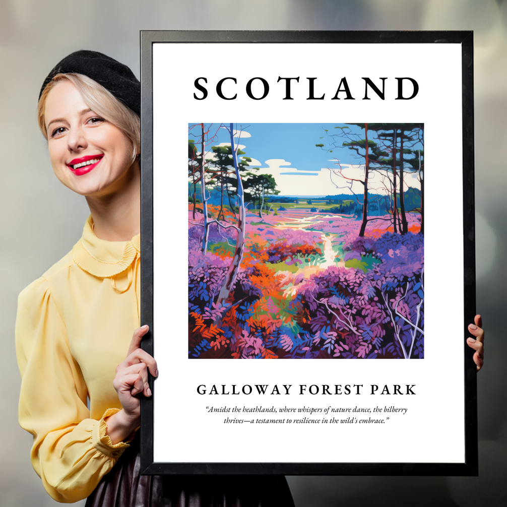 Person holding a poster of Galloway Forest Park