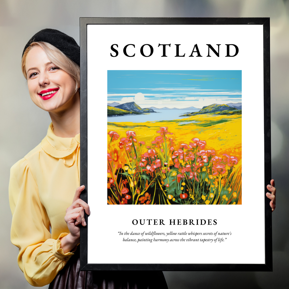 Person holding a poster of Outer Hebrides