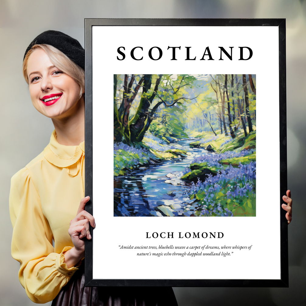 Person holding a poster of Loch Lomond