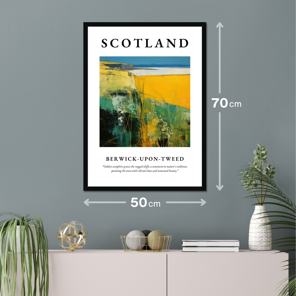 Poster of Berwick-upon-Tweed hanging on a wall