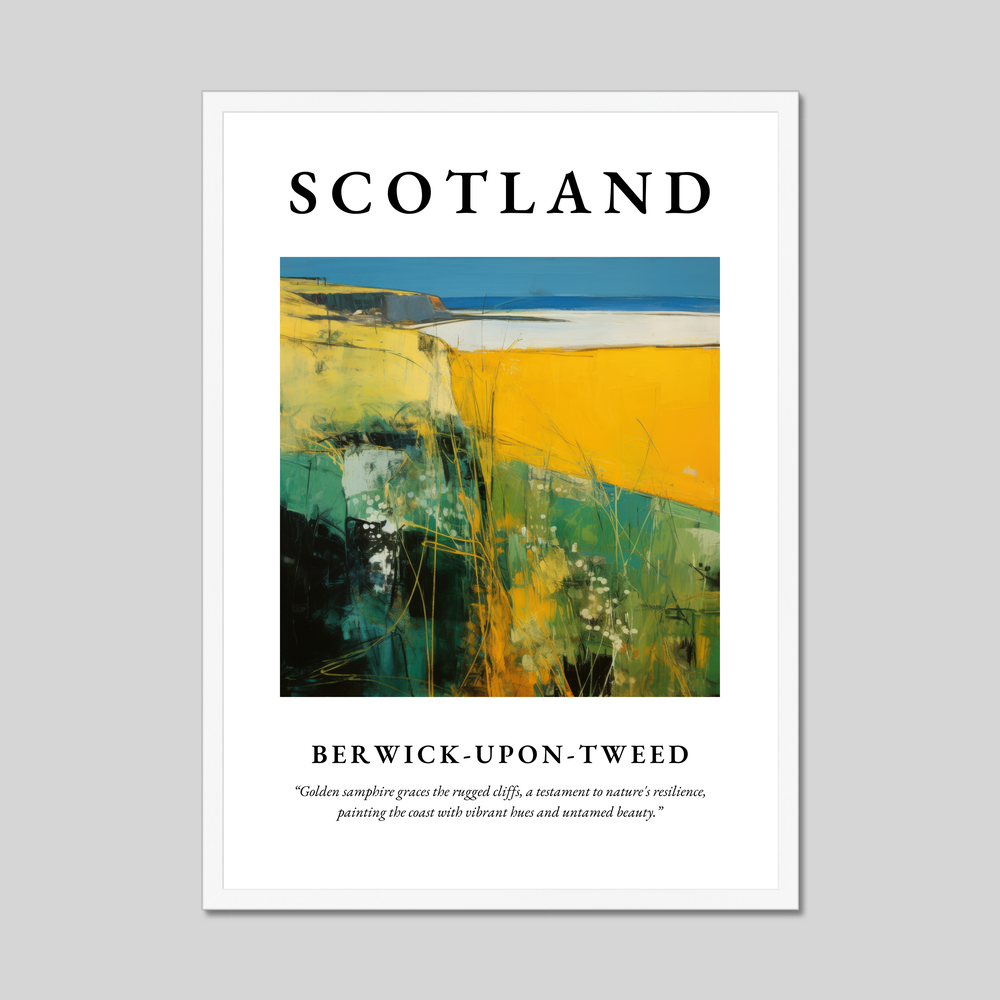 Poster in a white frame with the word Scotland