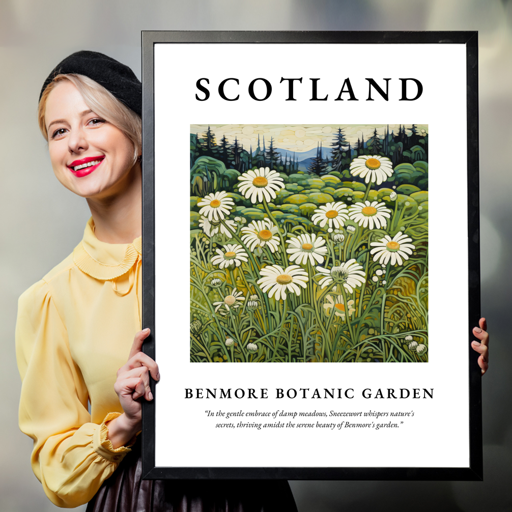 Person holding a poster of Benmore Botanic Garden