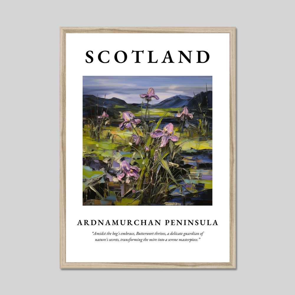 Poster in a natural frame with the word Scotland