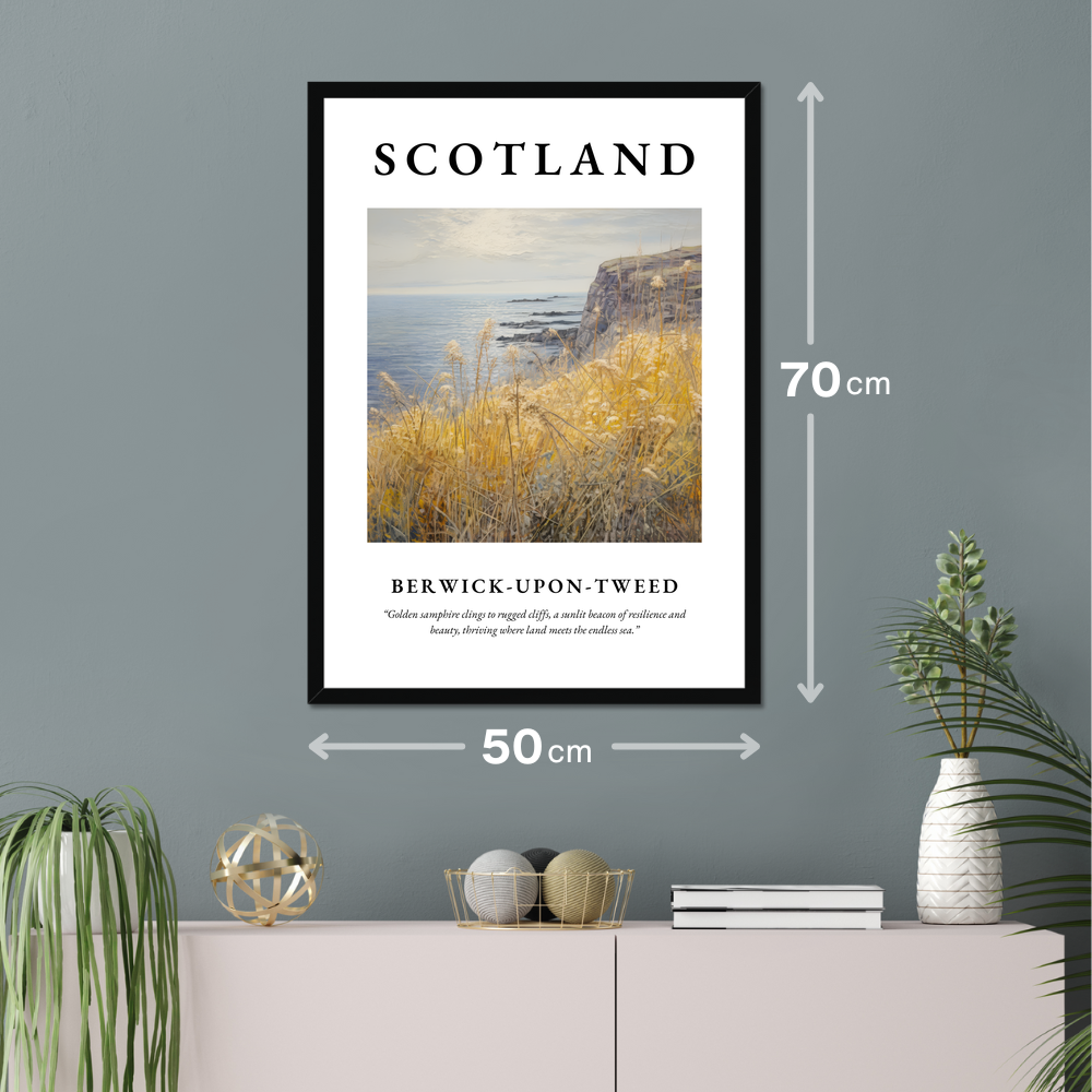 Poster of Berwick-upon-Tweed hanging on a wall