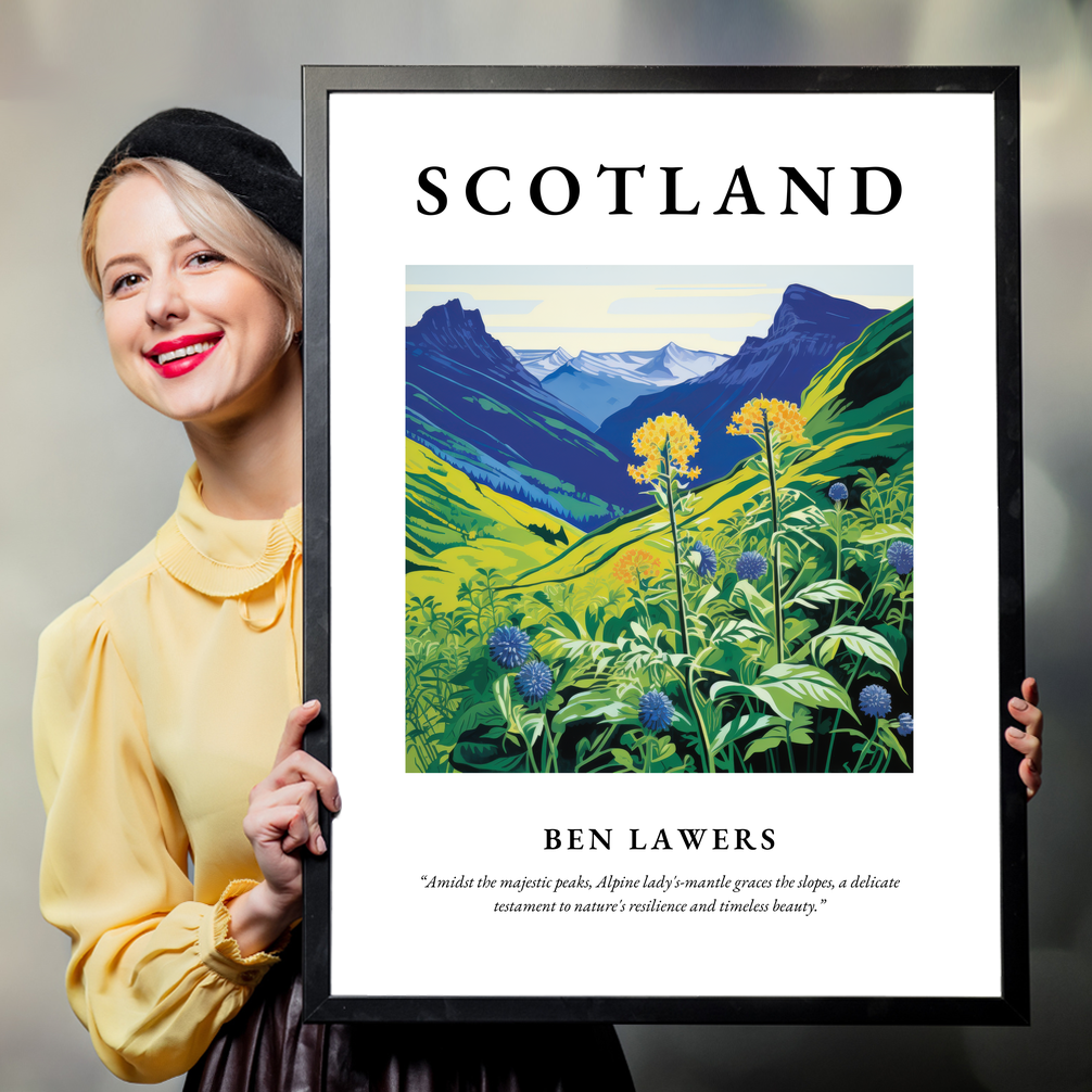 Person holding a poster of Ben Lawers