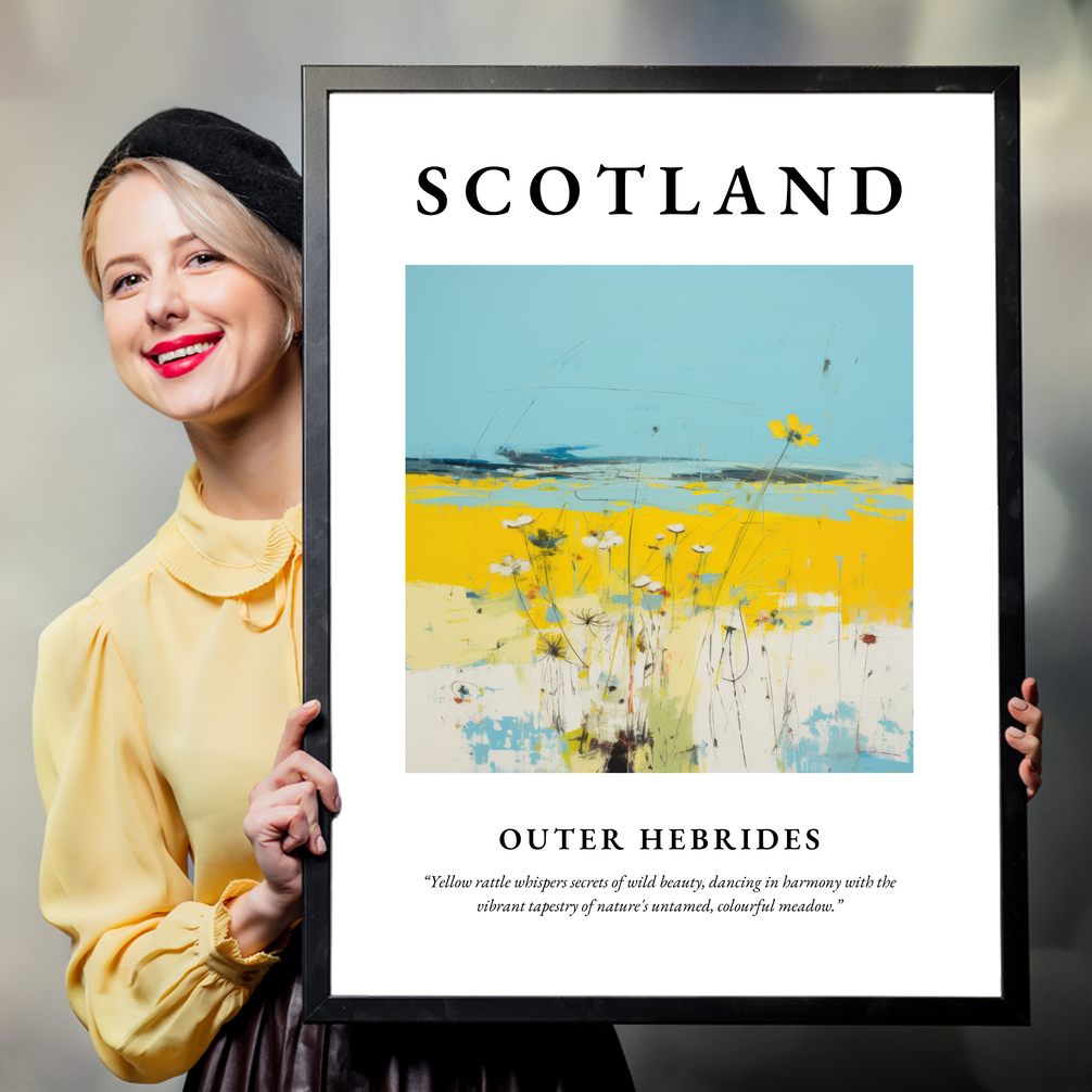 Person holding a poster of Outer Hebrides