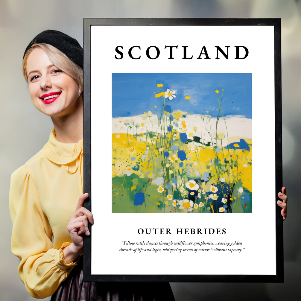 Person holding a poster of Outer Hebrides