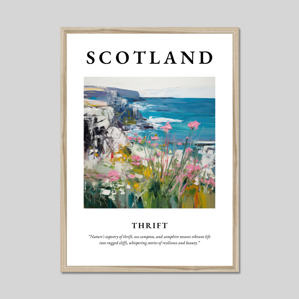 Poster in a natural frame with the word Scotland