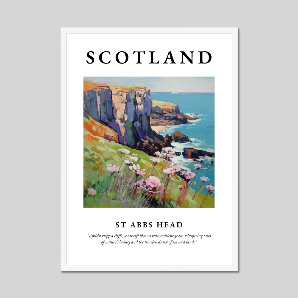 Poster in a white frame with the word Scotland