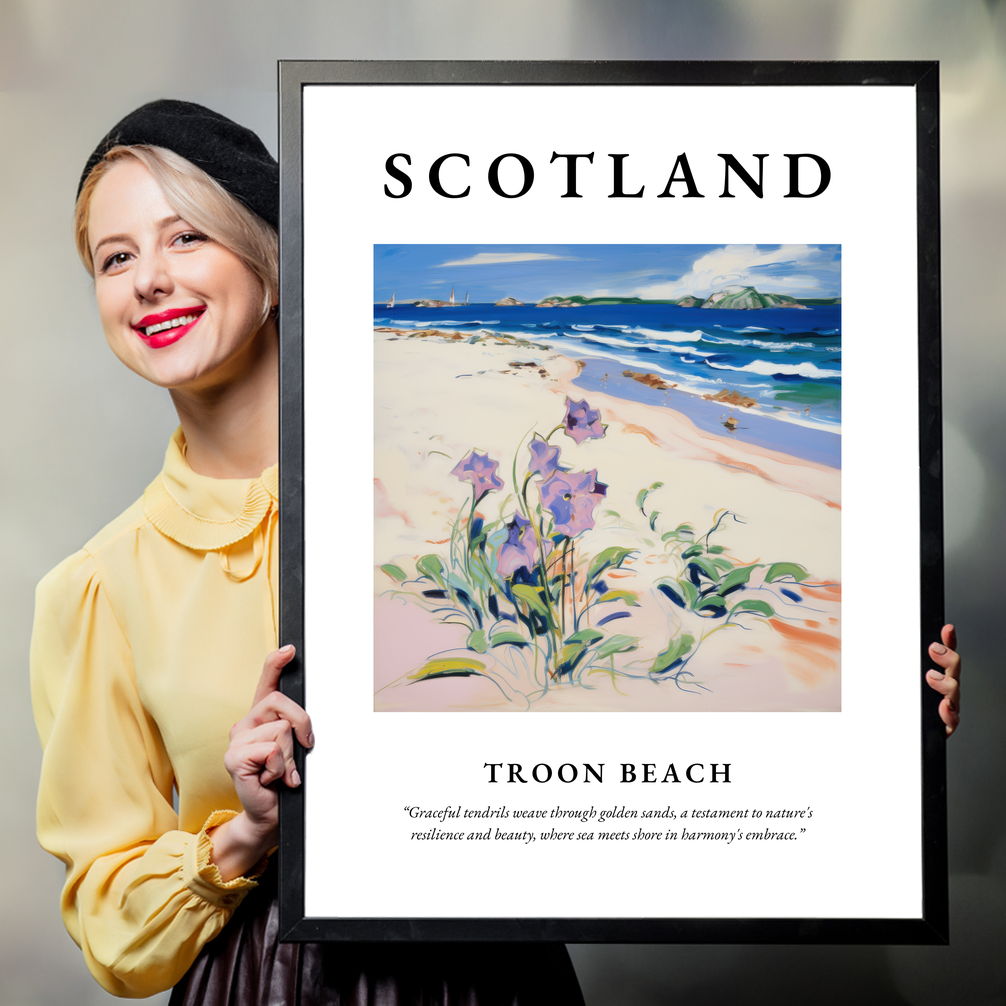 Person holding a poster of Troon Beach