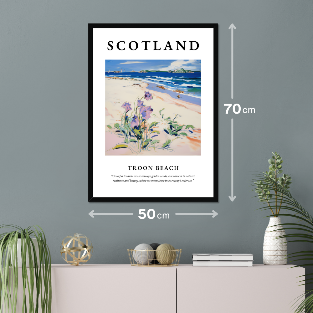 Poster of Troon Beach hanging on a wall