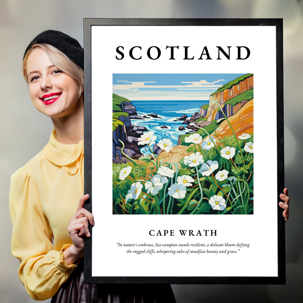 Person holding a poster of Cape Wrath