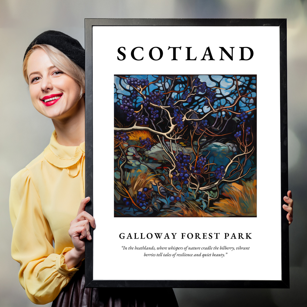 Person holding a poster of Galloway Forest Park