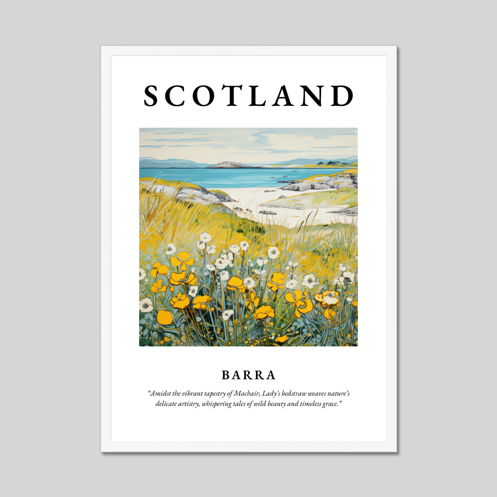 Poster in a white frame with the word Scotland