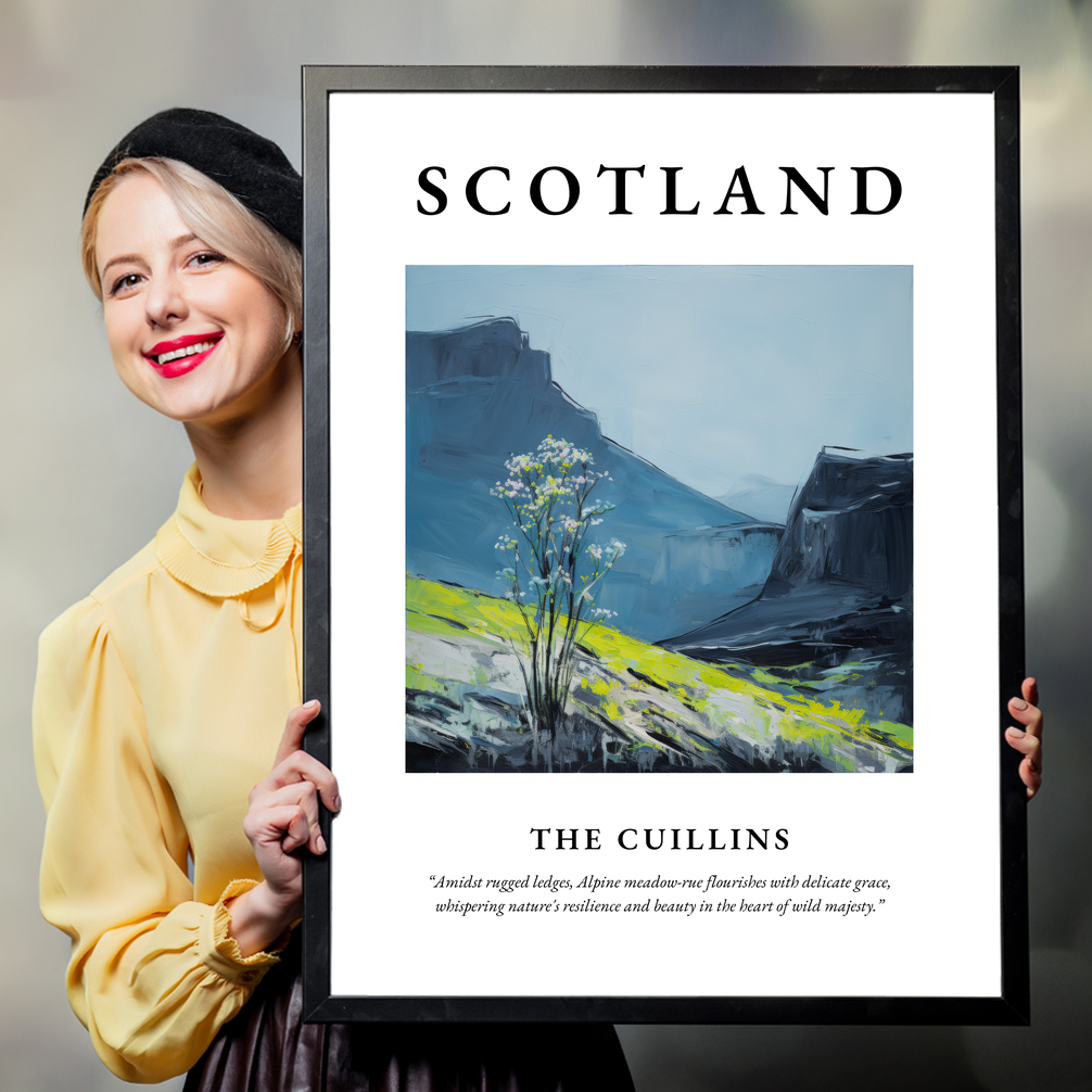 Person holding a poster of The Cuillins