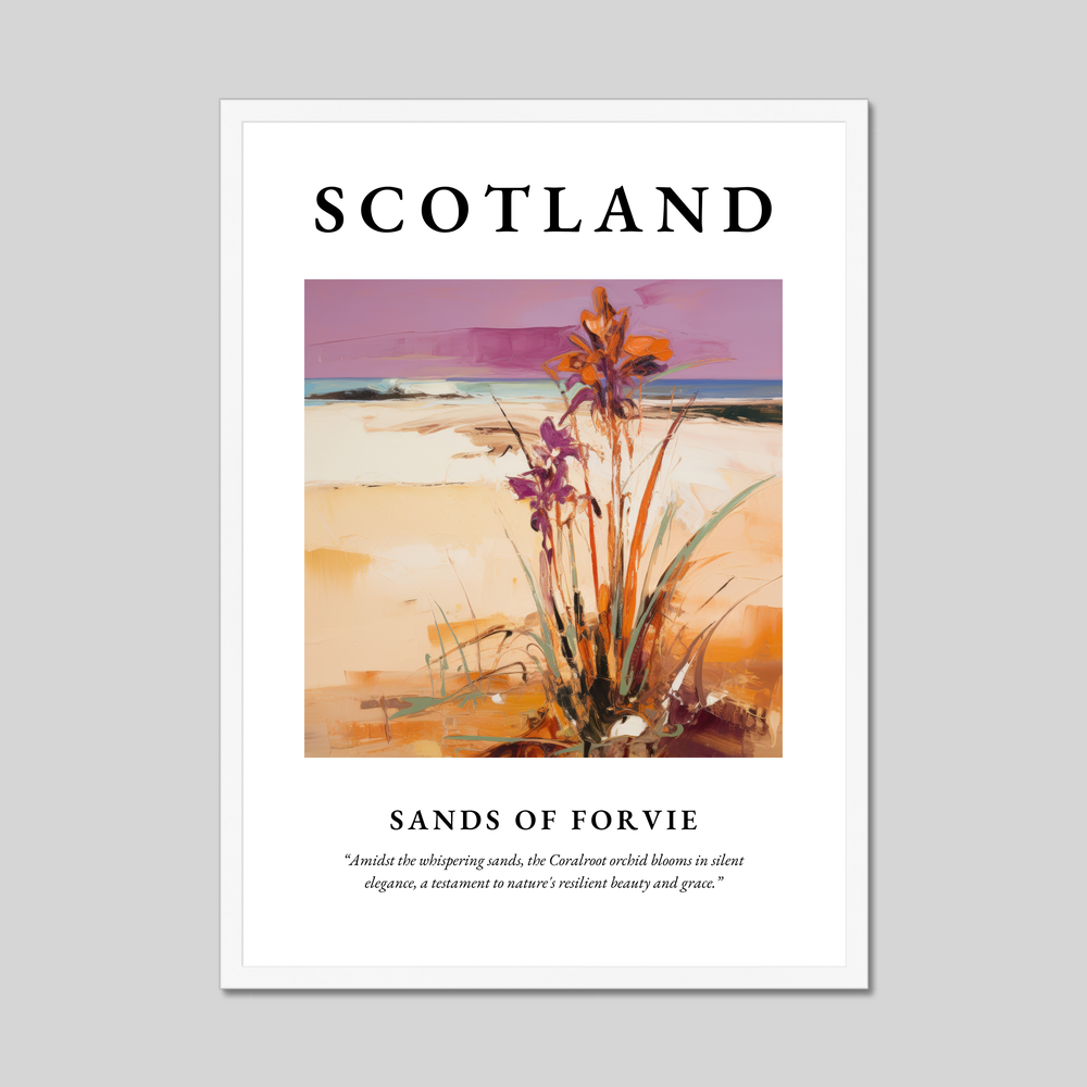 Poster in a white frame with the word Scotland