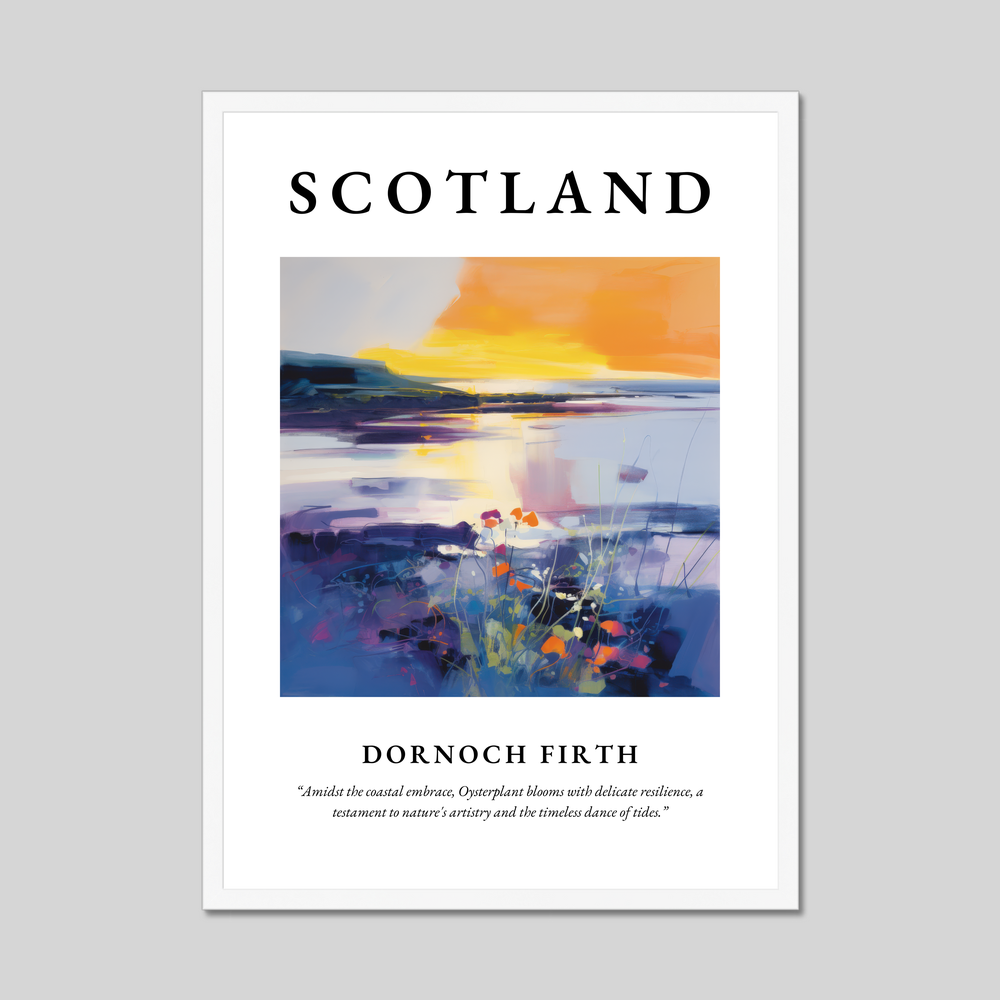 Poster in a white frame with the word Scotland