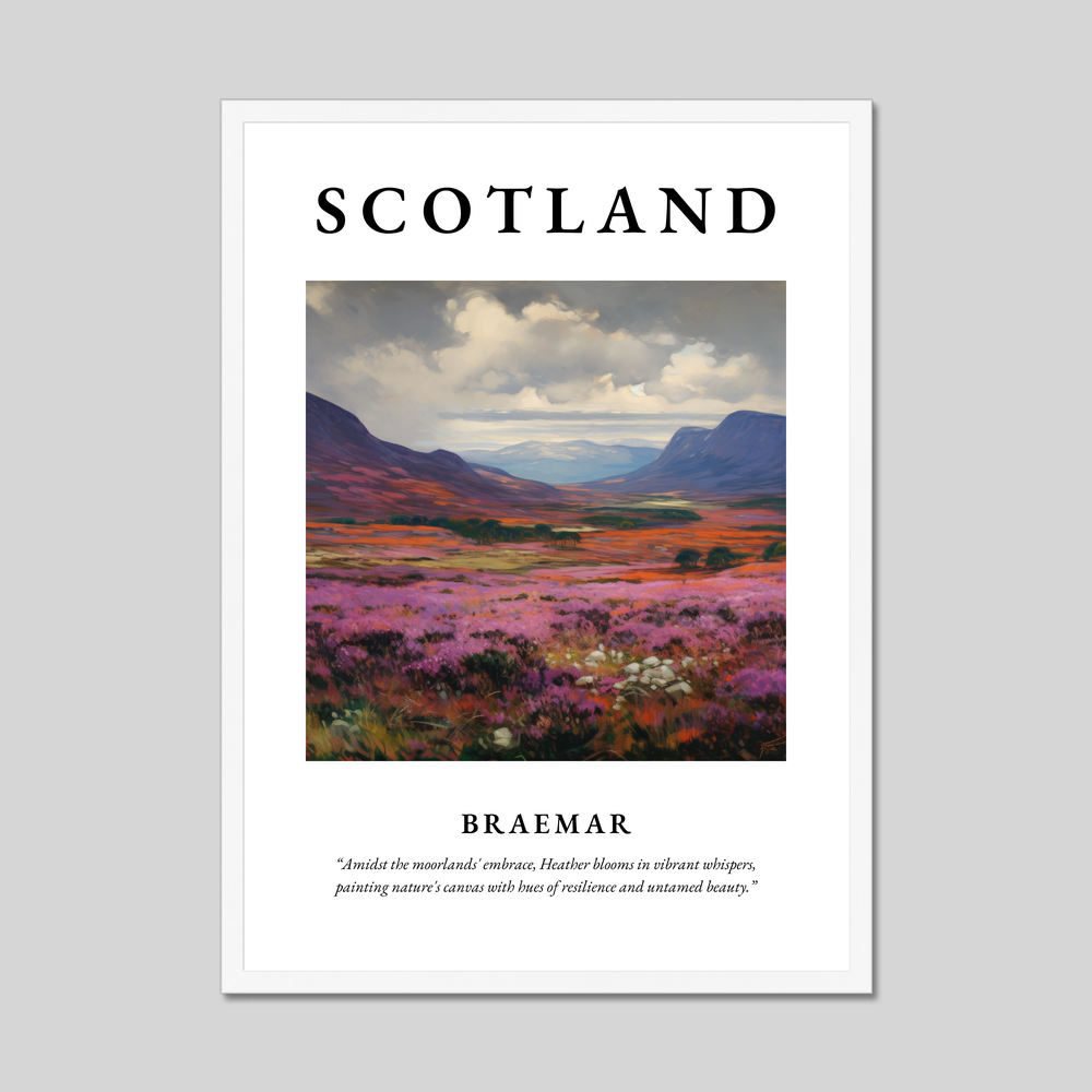 Poster in a white frame with the word Scotland