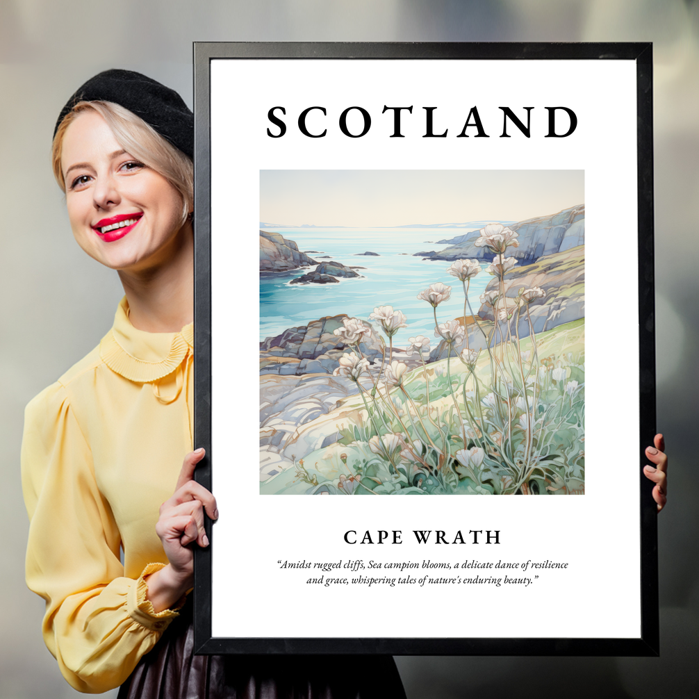 Person holding a poster of Cape Wrath