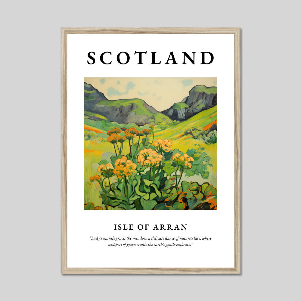 Poster in a natural frame with the word Scotland